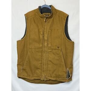 Hawx Farm Work Vest Men’s XL Tan Sherpa Lined Zip Front Durable Outdoor Jacket